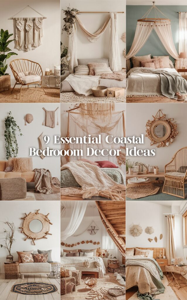 coastal bedroom decor, boho bedroom inspiration, serene bedroom design, beachy bedroom ideas, relaxing bedroom atmosphere