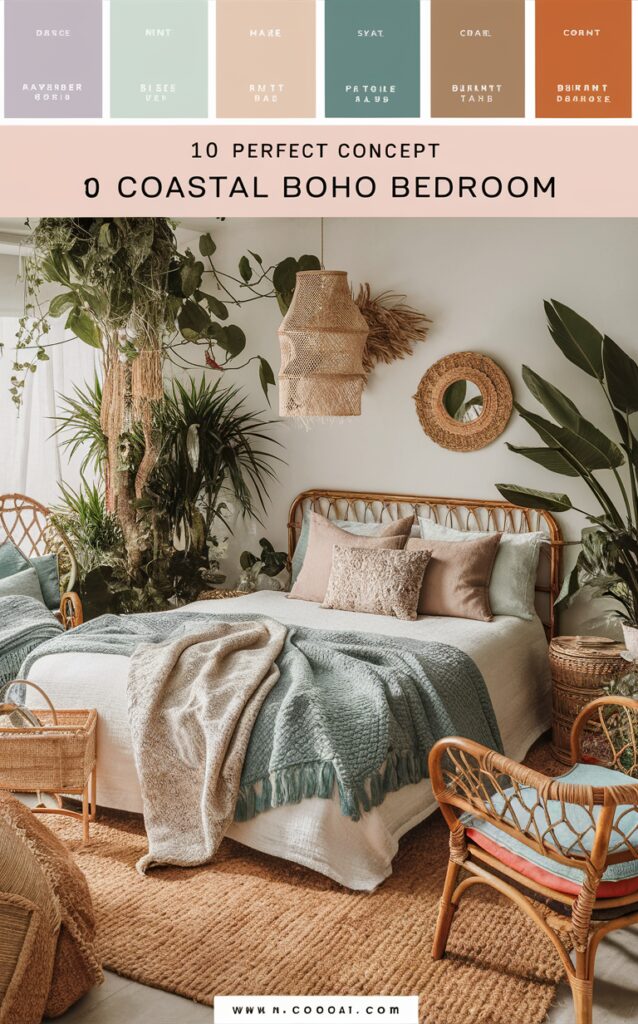 coastal decor, bohemian bedroom, beach chic, coastal retreat, seaside design