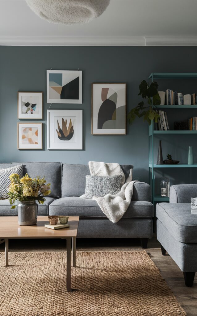 living room decor, grey decor, pops of color, home interior design, contemporary design