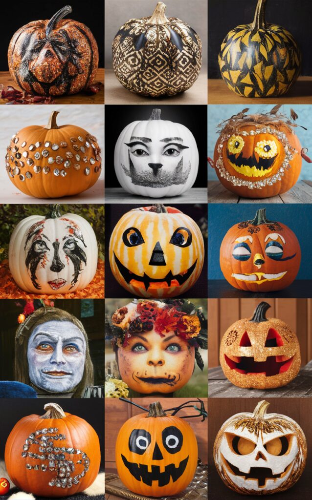 Pumpkin painting ideas, Halloween pumpkin decor, DIY pumpkin decorations, Unique pumpkin designs, Fall pumpkin crafts