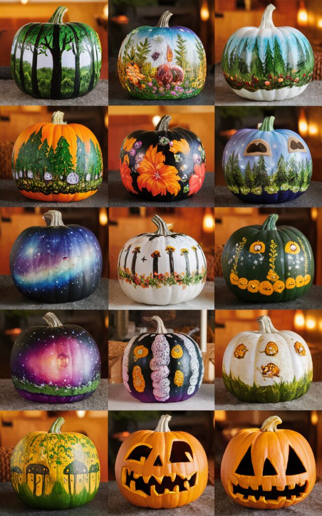 pumpkin painting ideas, fall decor inspiration, Halloween pumpkin decorating, pumpkin art techniques, creative pumpkin designs