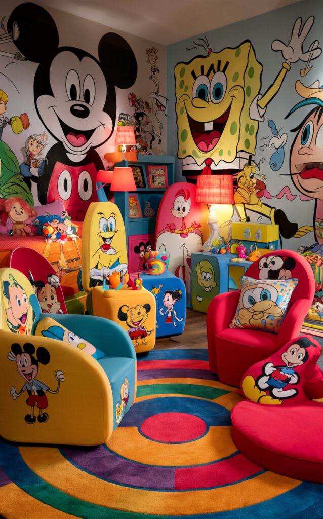 1. Kids room decor ideas 2. Cute cartoon decor 3. Children's bedroom themes 4. Fun kids room designs 5. Whimsical nursery decor