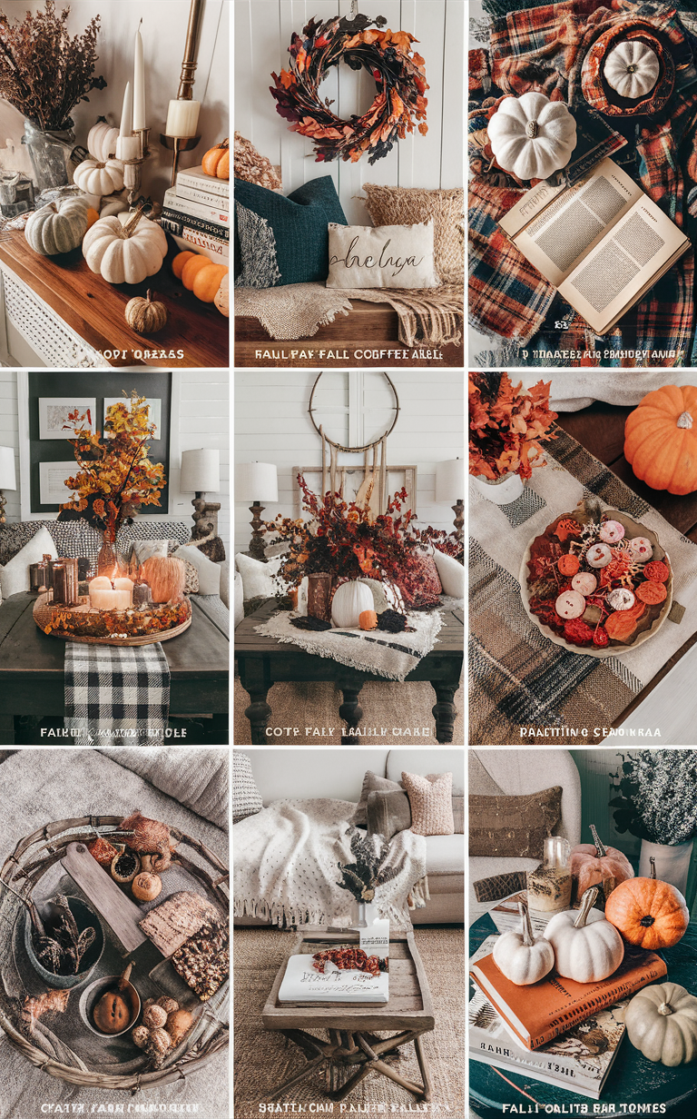 Fall decor, Interior design, Living room decor, Coffee table styling, Home accessories