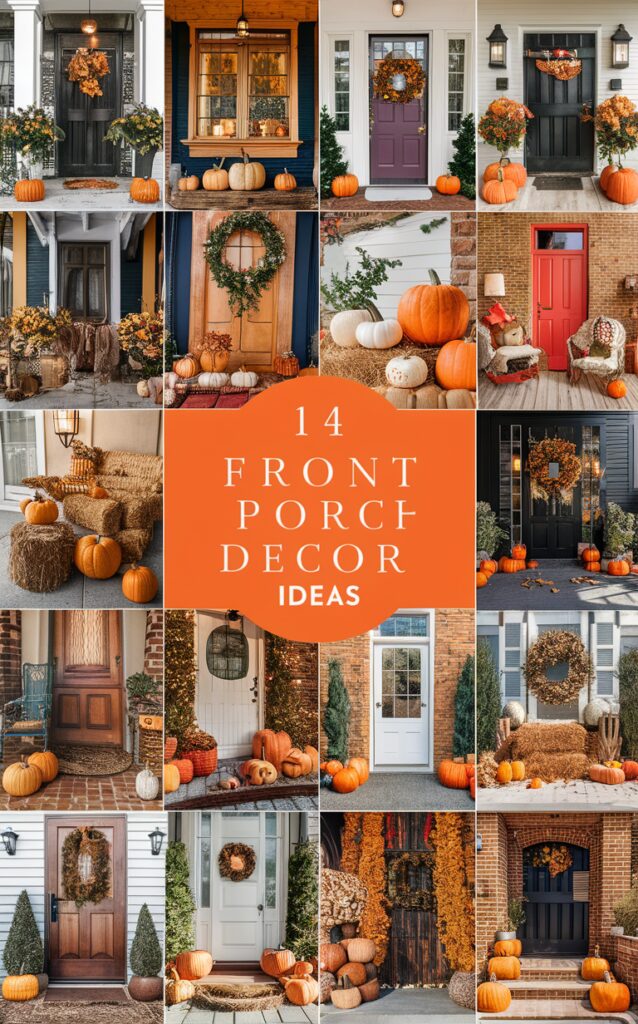 front porch decor, fall porch decorations, outdoor fall decor, autumn porch ideas, seasonal porch design