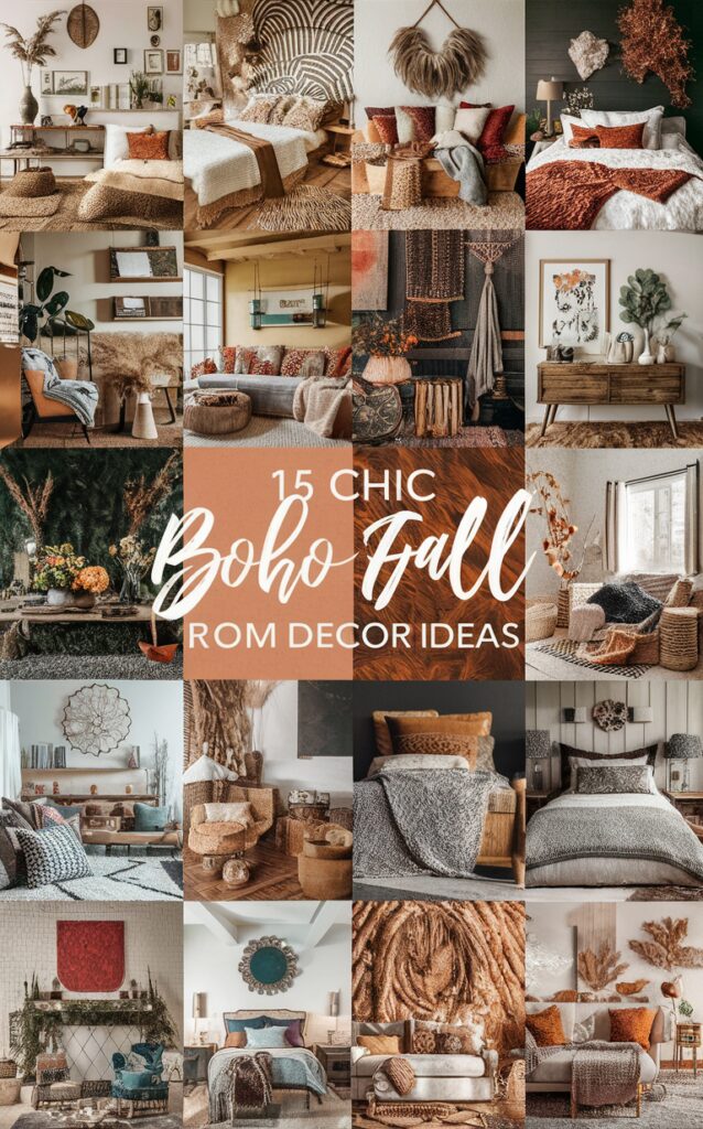 boho decor, boho room, bohemian home, fall decor, chic room