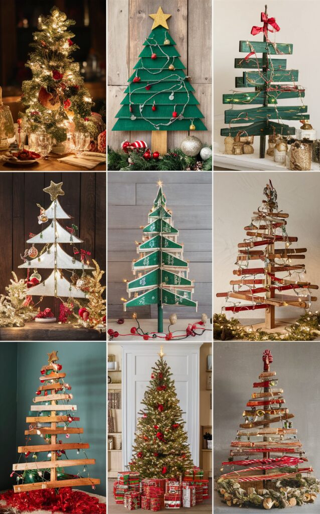 Wooden Christmas trees, Rustic Christmas tree decor, DIY farmhouse Christmas tree, Unique holiday decorations, Handmade wooden Xmas tree