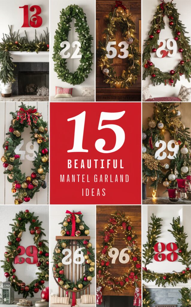 Stunning Mantel Ideas, Garland for Fireplace, Holiday Mantel Decor, Cozy Christmas Mantel, Festive Mantel Decor