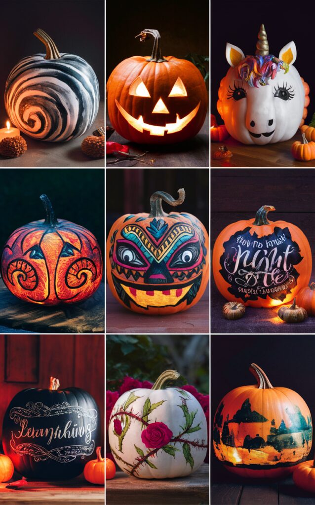 Pumpkin painting ideas, creative pumpkin painting, stylish pumpkin decor, unique pumpkin designs, modern pumpkin art