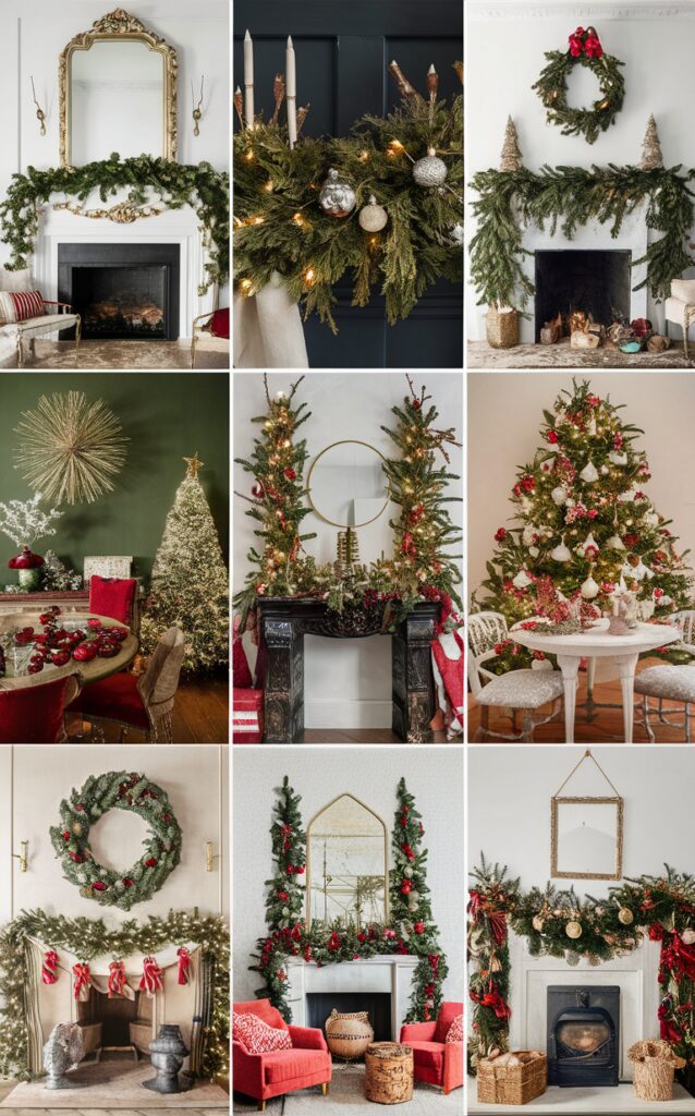 mantel garland decor, holiday mantel decorations, festive mantel ideas, Christmas mantel decor, winter mantle decorating