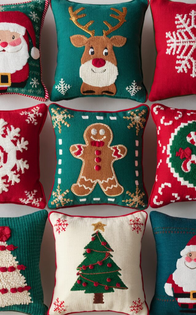 Christmas throw pillows, Festive holiday cushions, Decorative Xmas pillow covers, Seasonal holiday accent pillows, Festive Christmas home decor