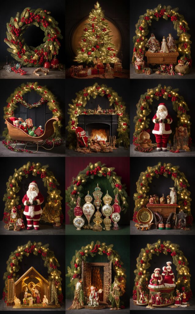 Vintage Christmas ornaments, Unique Christmas decorations, Antique holiday decor, Retro Christmas lights, Classic holiday garlands