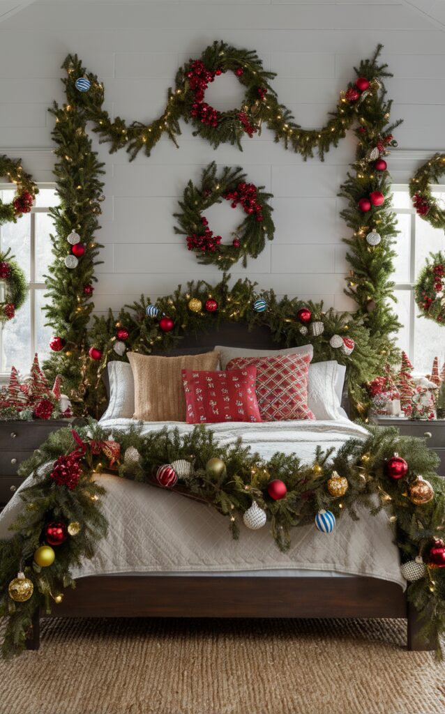 Holiday garlands, Christmas wreaths, Festive embellishments, Seasonal home decor, Bedroom decorations