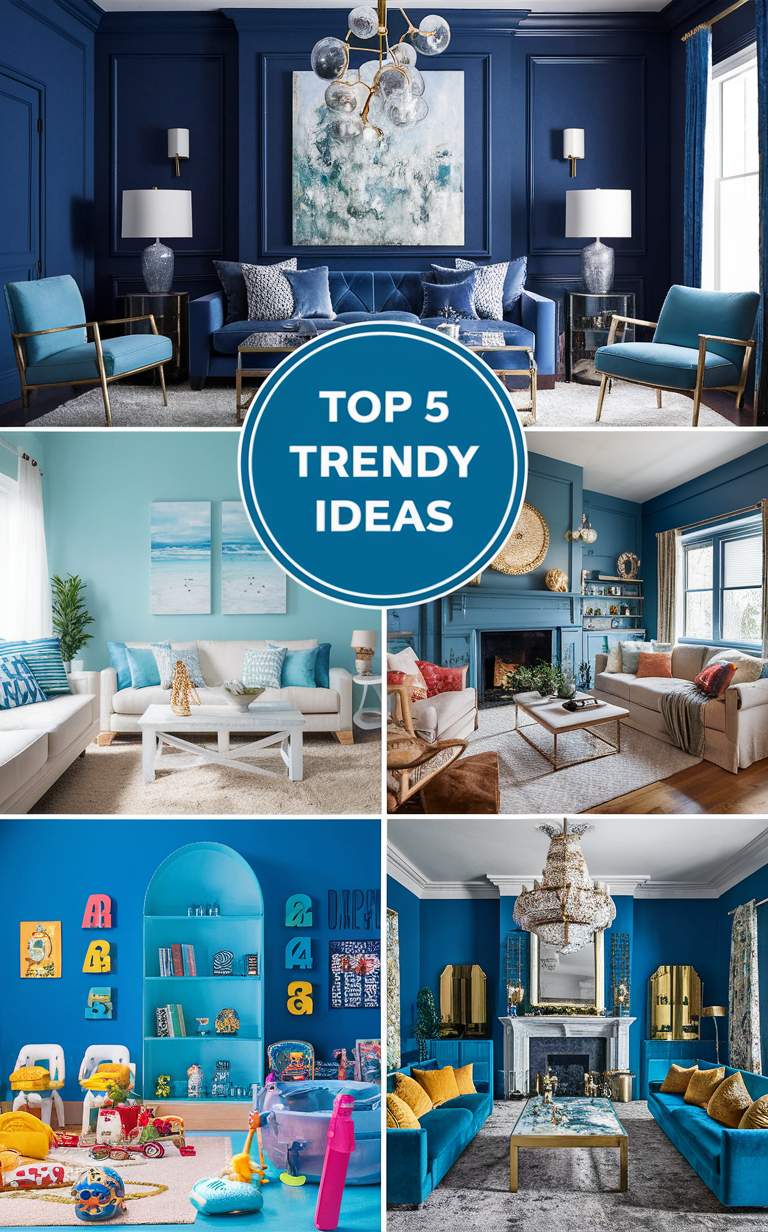 blue wall decor, room decoration ideas, interior design trends, home decor inspiration, stylish room makeover