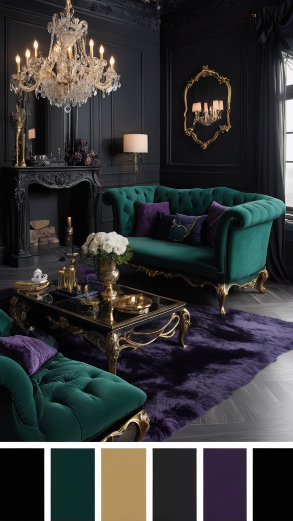 Mysterious Color PaletteThe color palette sets the mood for your Gothic living room