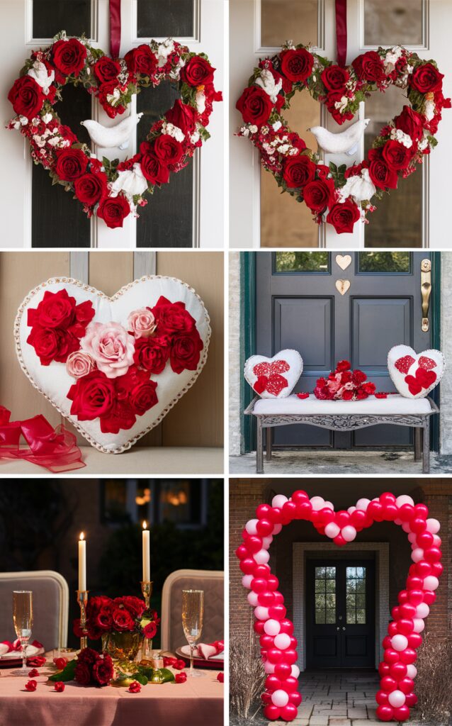 Valentines Day home decor, Valentines decorations for front door, Valentines wreath, Valentines porch decor, Valentines outdoor decorations