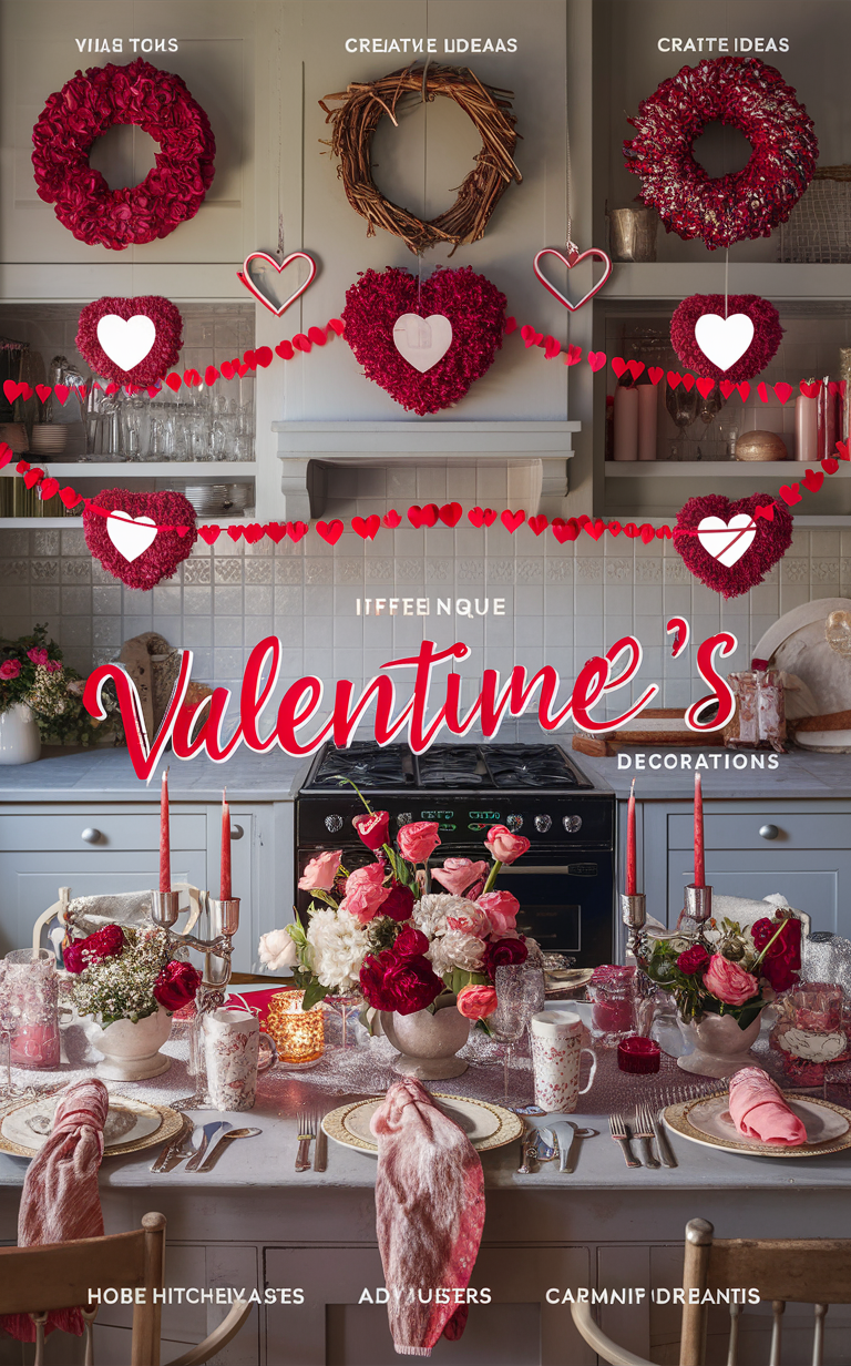 Valentines kitchen decorations, Valentines themed kitchen decor, Romantic kitchen decor, Valentines kitchen accents, Valentine's Day kitchen accessories