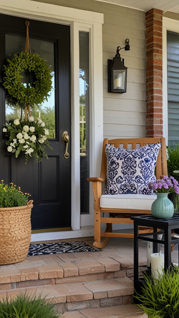 spring front porch decor,
cozy front porch ideas,
spring front porch decor entrance,