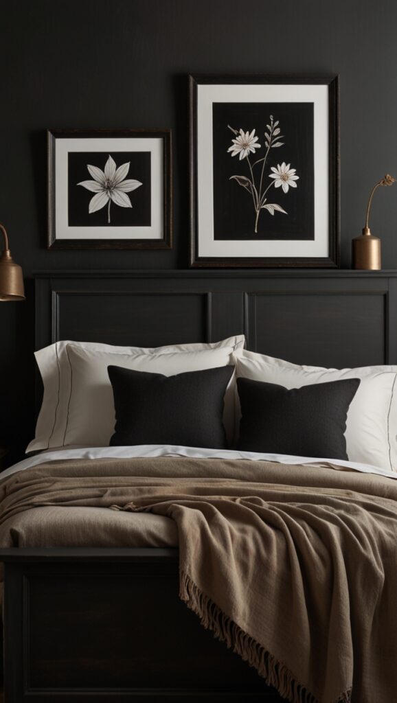 modern wood bed frame,modern bedroom, moody decor, cozy interiors, sophisticated style,modern bedroom

