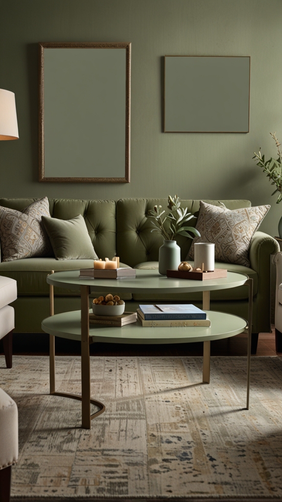 sage green sofa, sage green walls, sage green accents, sage green decor, sage green furniture