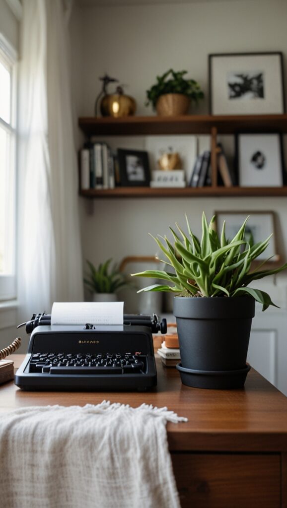 Anchor desk, Home office decor, Stylish desk accessories, Black office furniture, Modern office design