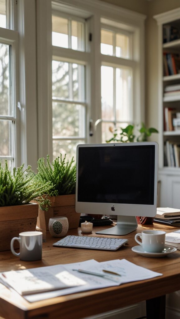 cozy home office decor, home office winter makeover, winter home office design, warm home office setup, cozy office workspace