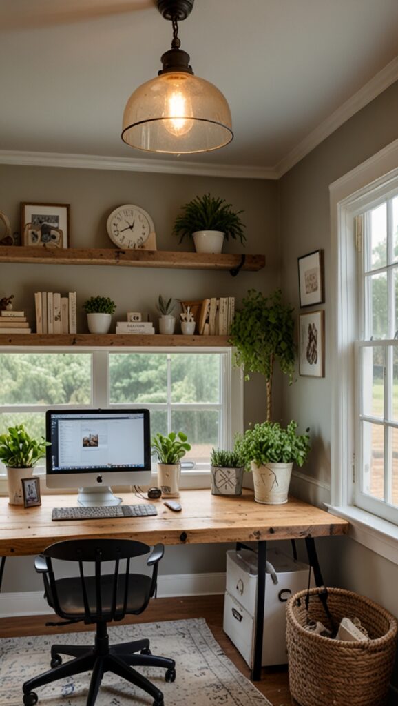 farmhouse decor, rustic office furniture, vintage office decor, reclaimed wood desk, farmhouse chic design