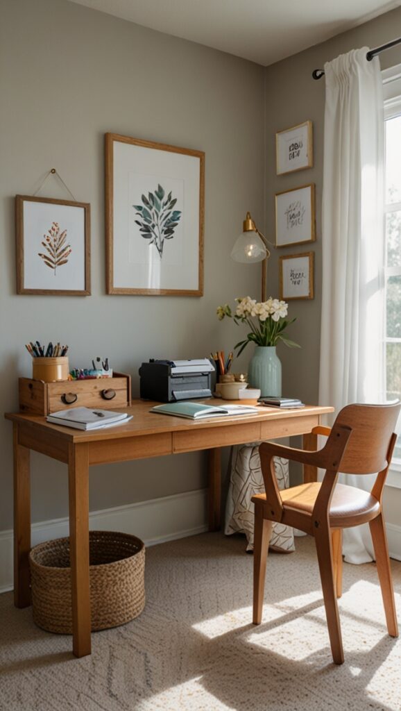 office decor ideas, stylish office design, feminine office decor, chic office furniture, modern office accessories