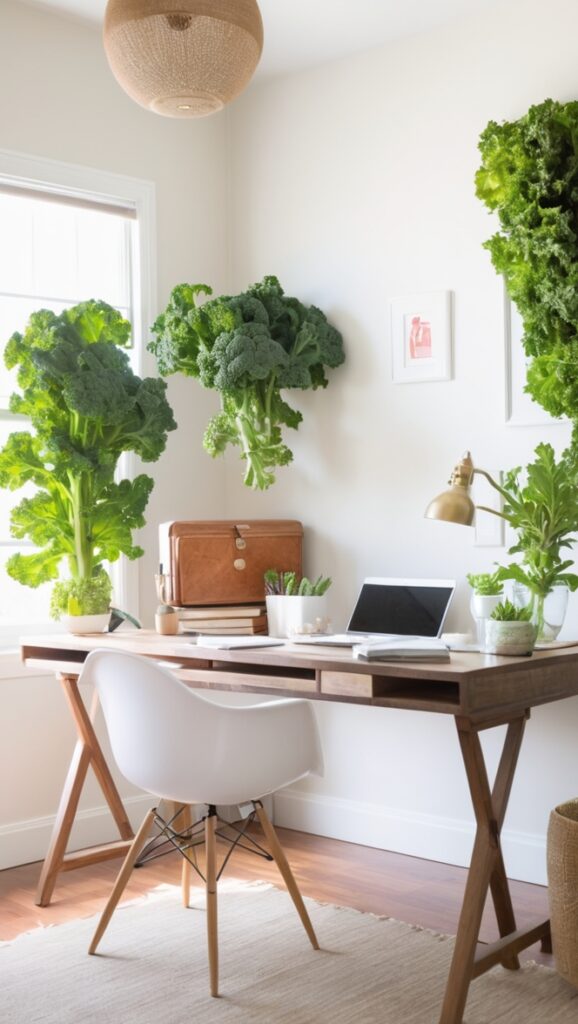 Home Office Decor, Greenery, Interior Design, Workspace, Plant Decor