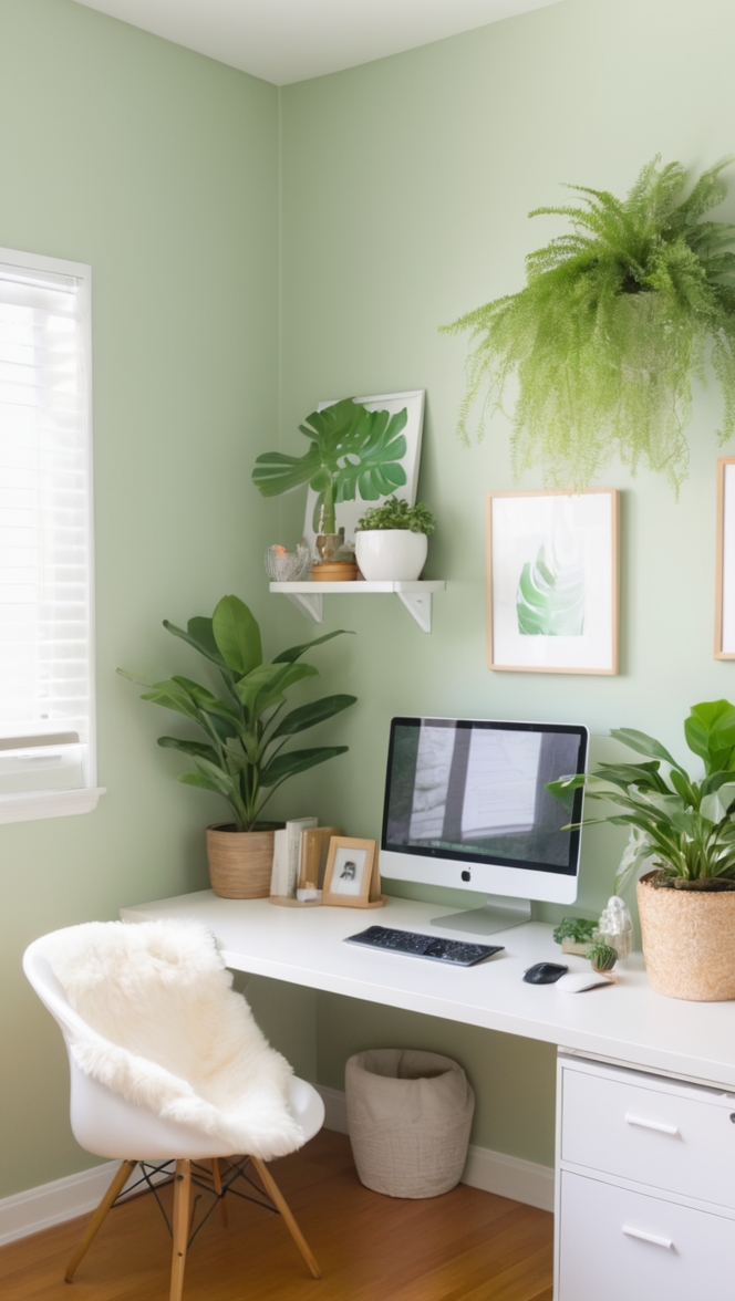 Office decor, Eco-friendly office space, Sustainable office design, Green office accessories, Natural office makeover