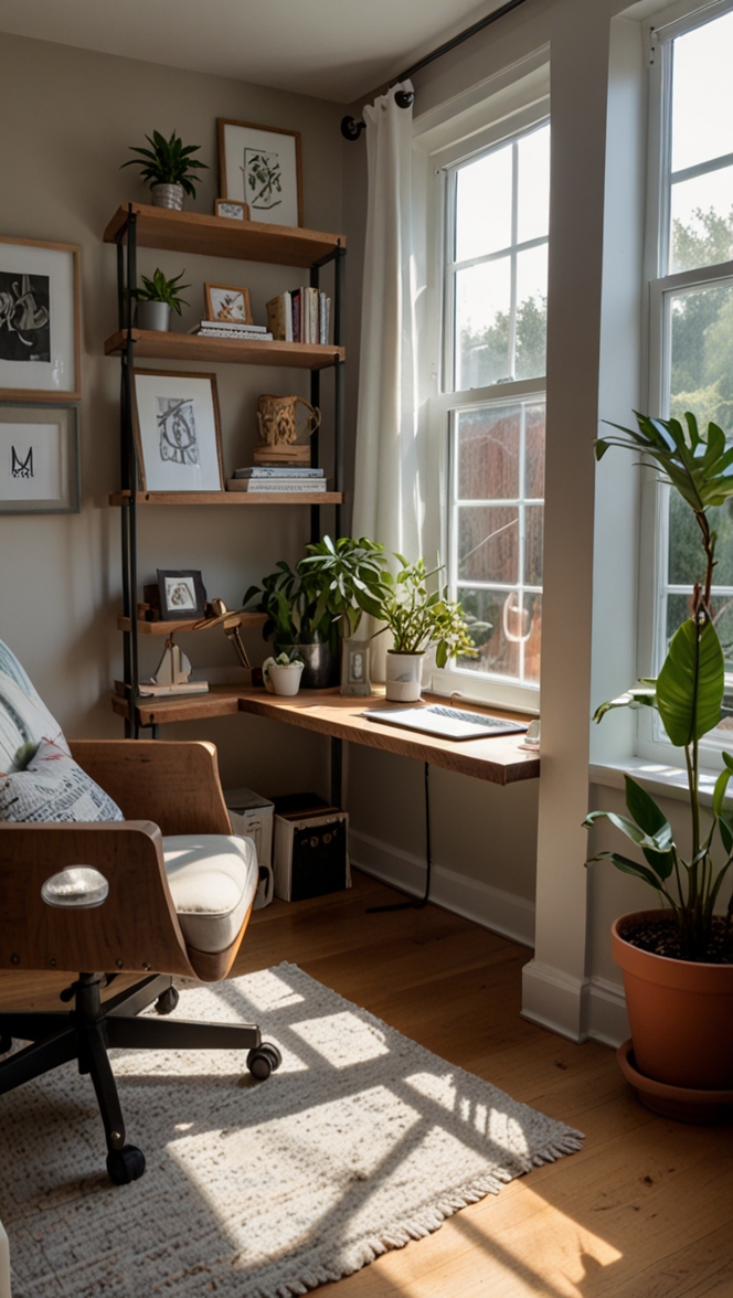 Small home office design, Home office organization, Space-saving office ideas, Compact workspace solutions, Stylish office decor