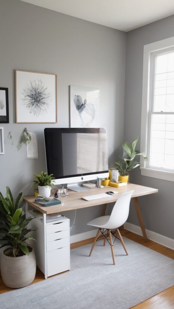 workspace refresh, office makeover, wall painting, interior design, color scheme