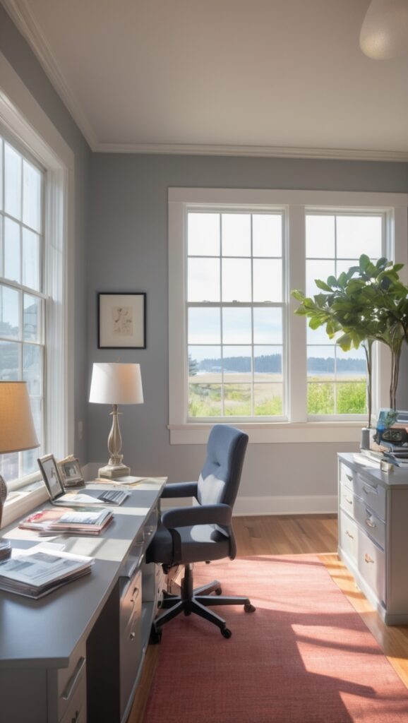 Grays Harbor paint, Anchor color scheme, Office design, Interior decorating, Color palette