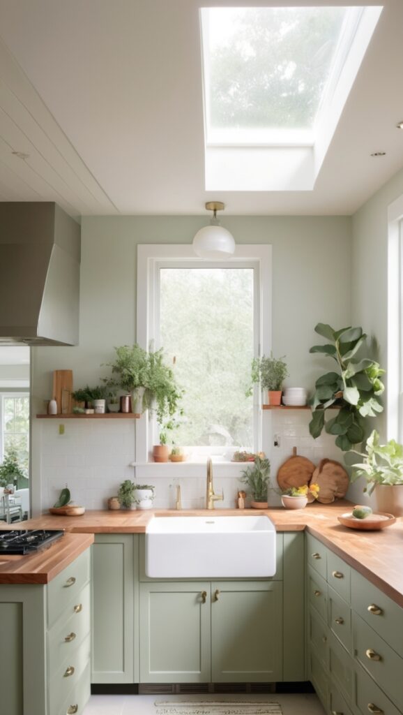 Sage green kitchen cabinets, Sage kitchen cabinets, Natural wood kitchen cabinets, Sustainable kitchen cabinets, Eco-friendly kitchen cabinets