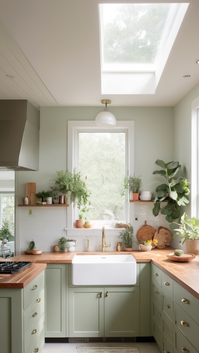Sage green kitchen cabinets, Sage kitchen cabinets, Natural wood kitchen cabinets, Sustainable kitchen cabinets, Eco-friendly kitchen cabinets