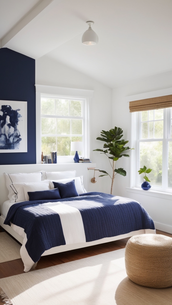 navy blue and white bedroom, navy and white bedding, navy and white decor, navy and white bedroom ideas, navy and white bedroom furniture 
