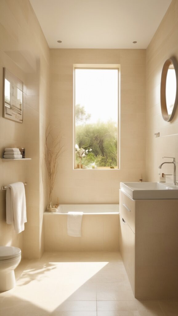 beige bathroom tiles, porcelain tiles bathroom, modern bathroom tiles, large bathroom tiles, cream bathroom tiles