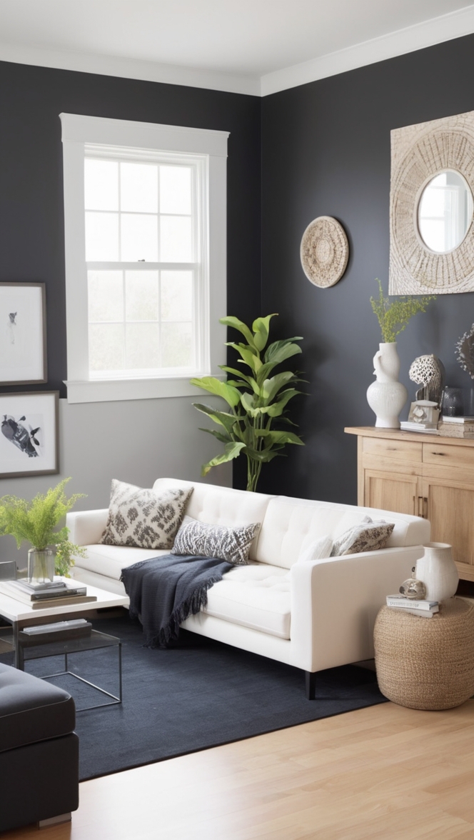 minimalist living room decor, black living room design, modern minimalist decor, sleek black furniture, contemporary minimalist interior