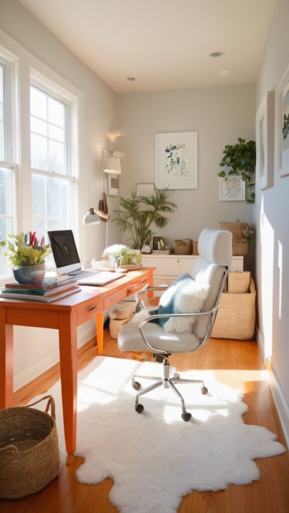 cozy home workspace, comfortable work environment, home office productivity, inviting home office, warm and cozy workspace