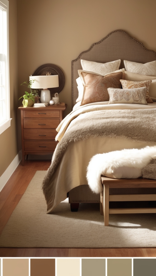 earthy bedroom decor, cozy bedroom ideas, organic bedroom design, sustainable bedroom furniture, natural bedding options