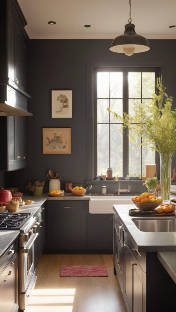 dark cozy kitchen, luxury kitchen design, modern kitchen renovation, custom kitchen cabinets, premium kitchen appliances