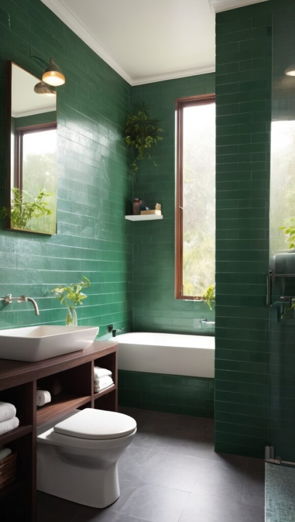 green bathroom tiles, dark green tiles, emerald green tiles, forest green tiles, moss green tiles