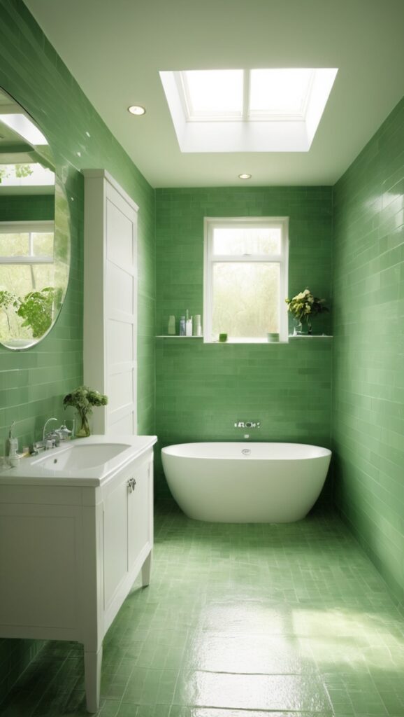 green bathroom tiles, eco-friendly bathroom tiles, sustainable bathroom tiles, natural stone bathroom tiles, environment-friendly bathroom tiles