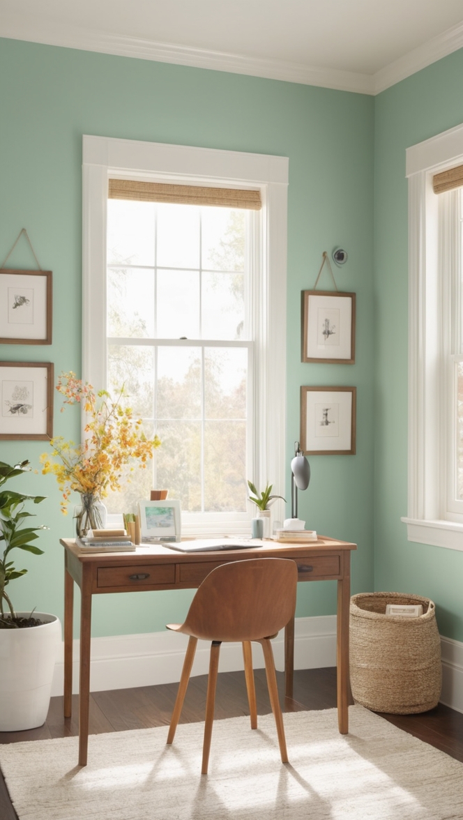 home office decor, modern home office, stylish workspace, chic office design, cozy home office