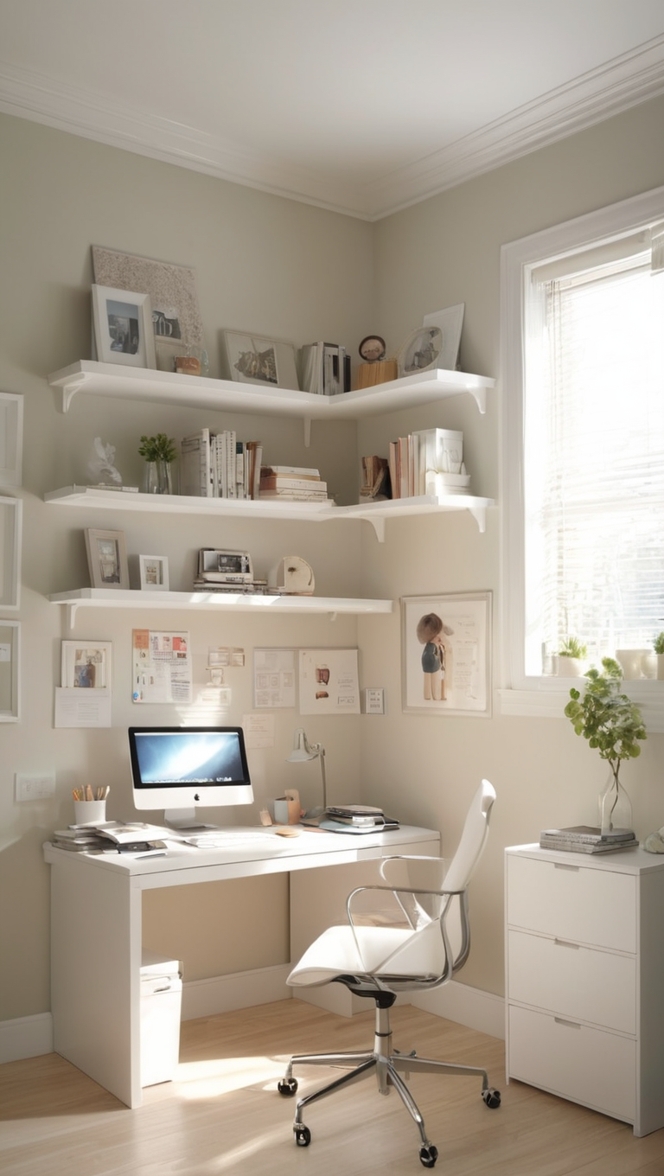mini home office desk, home office organization, small home office design, work from home setup, home office essentials 
