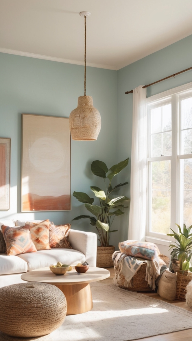 bohemian decor, modern boho, minimalist interior design, simple living space, contemporary hippie