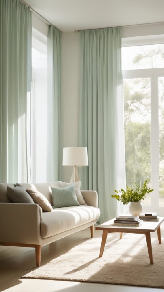 minimalist living room decor, modern curtain designs, elegant window treatments, contemporary home textiles, sleek curtain designs