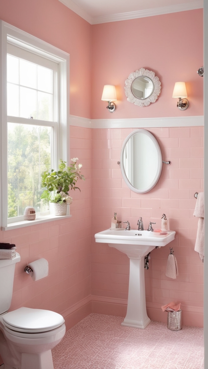 pink bathroom tiles, pink ceramic tiles, pink porcelain tiles, pink subway tiles, pink mosaic tiles