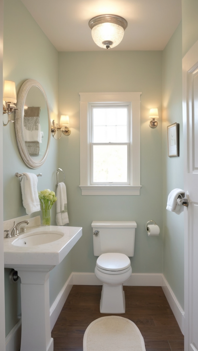 half bathroom makeover, small bathroom design, budget bathroom renovation, DIY bathroom remodel, modern bathroom updates 