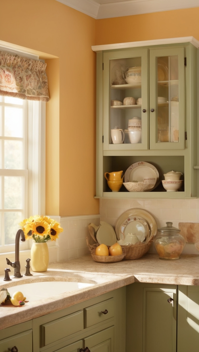 warm kitchen decor, cozy kitchen design, inviting kitchen ideas, comfortable kitchen layout, charming kitchen interiors