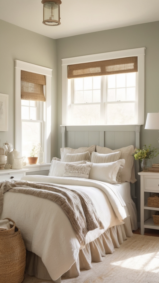 rustic farmhouse decor, antique bedroom furniture, vintage farmhouse style, cozy country bedding, farmhouse chic bedroom